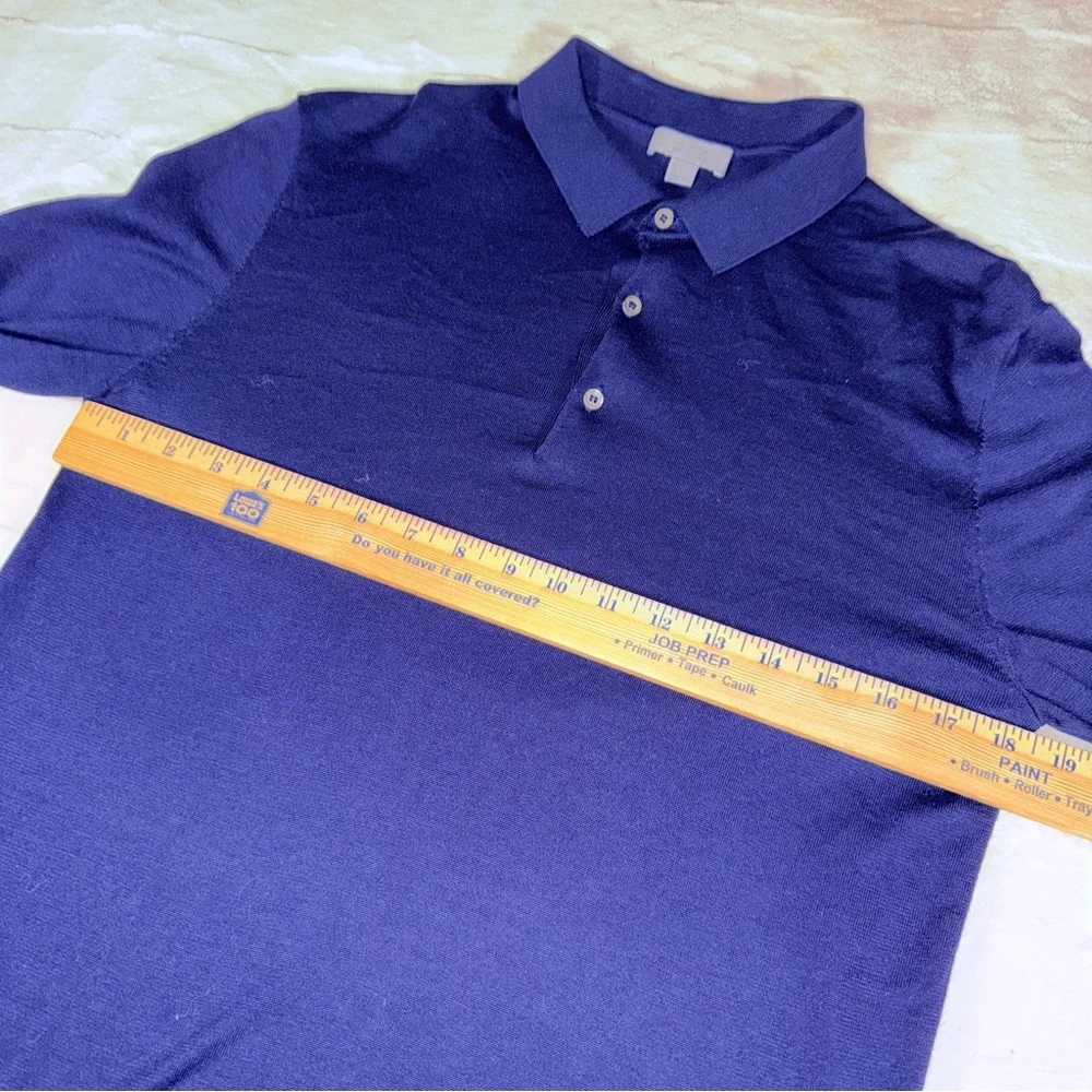 COS Men's Navy Blue Collared Sweater - Small Silk/Cotton Blend -